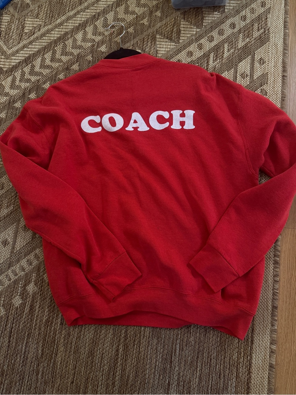 Fruit of the Loom Red Crewneck Sweater with White COACH Logo - Men